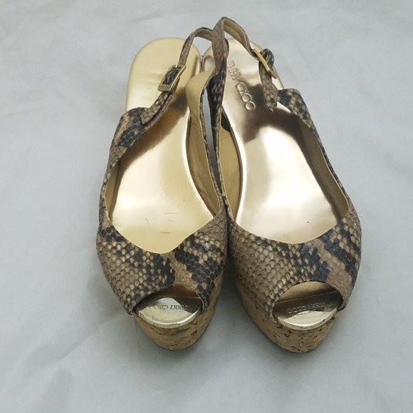 Jimy choo snake embossed wedge 36 slingback - Picture 2 of 5